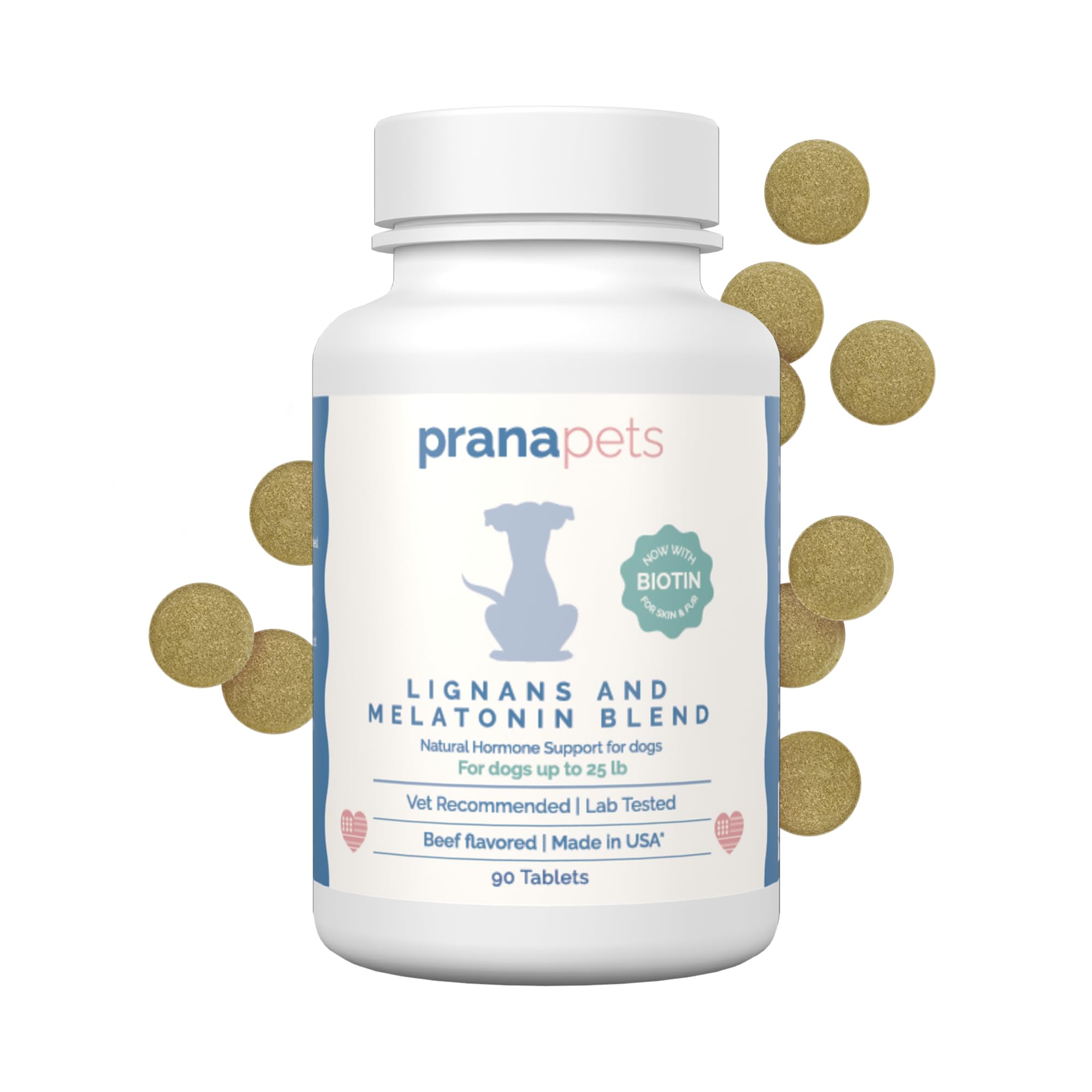 PranaPets lignans-melatonin bottle for small dogs supports balanced cortisol