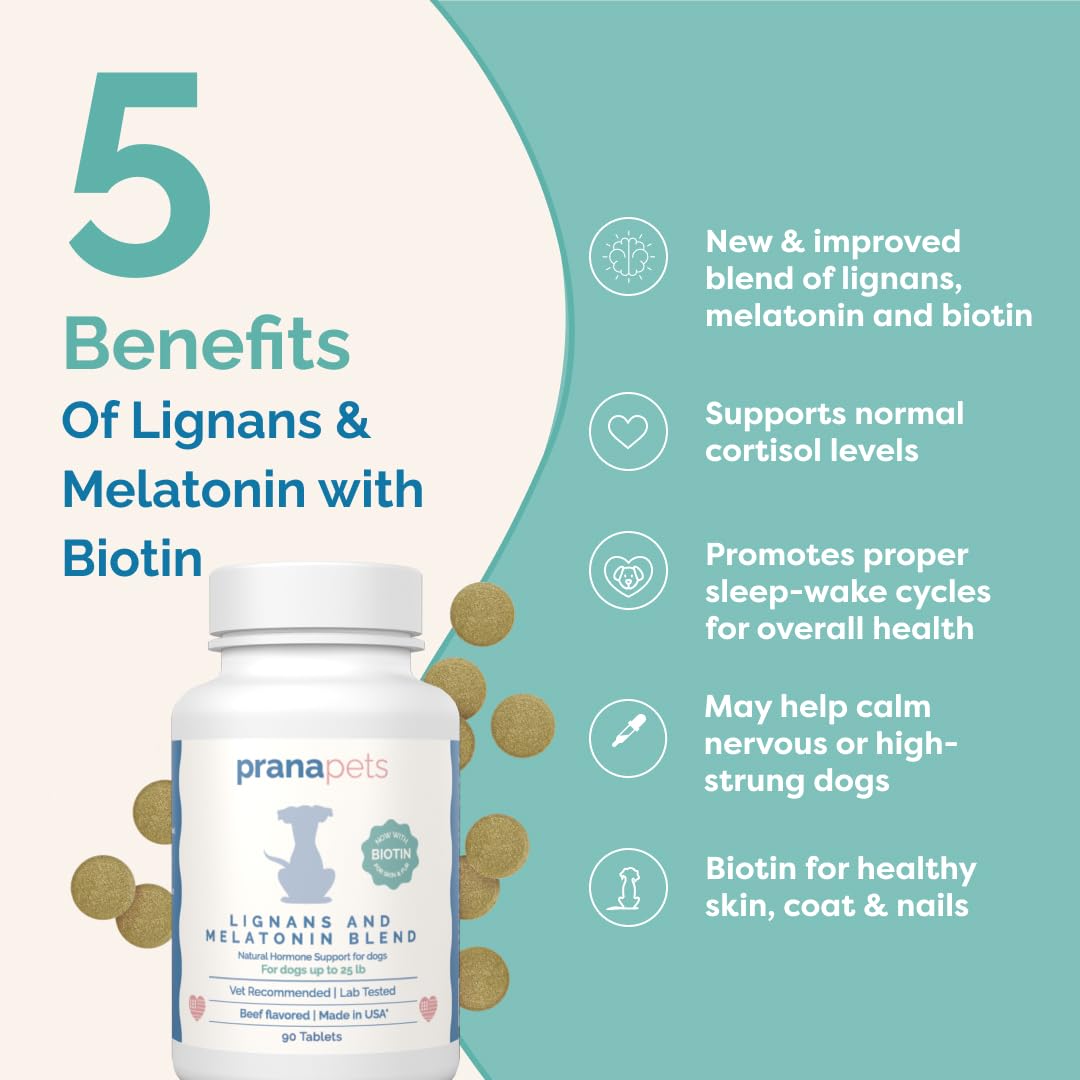 PranaPets lignans-melatonin on table with measurement marks for dosing