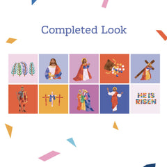 PRAY BY STICKER Jesus resurrection scene encourages reflective play and discussion.