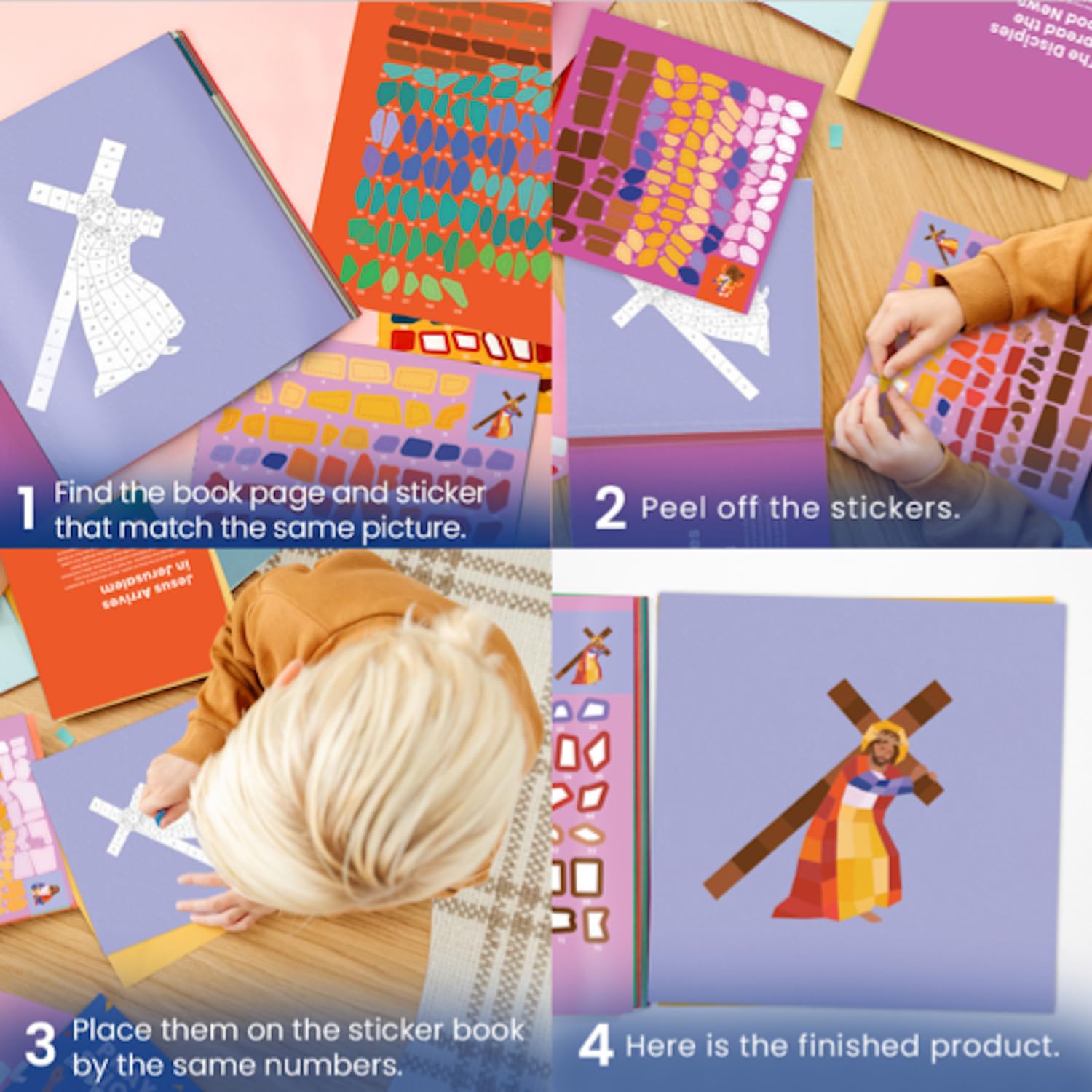 PRAY BY STICKER Last Supper scene sticker page supports family-friendly devotion.