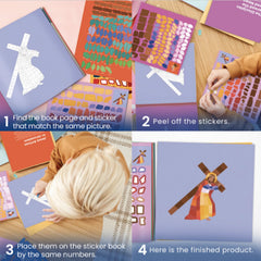 PRAY BY STICKER Last Supper scene sticker page supports family-friendly devotion.