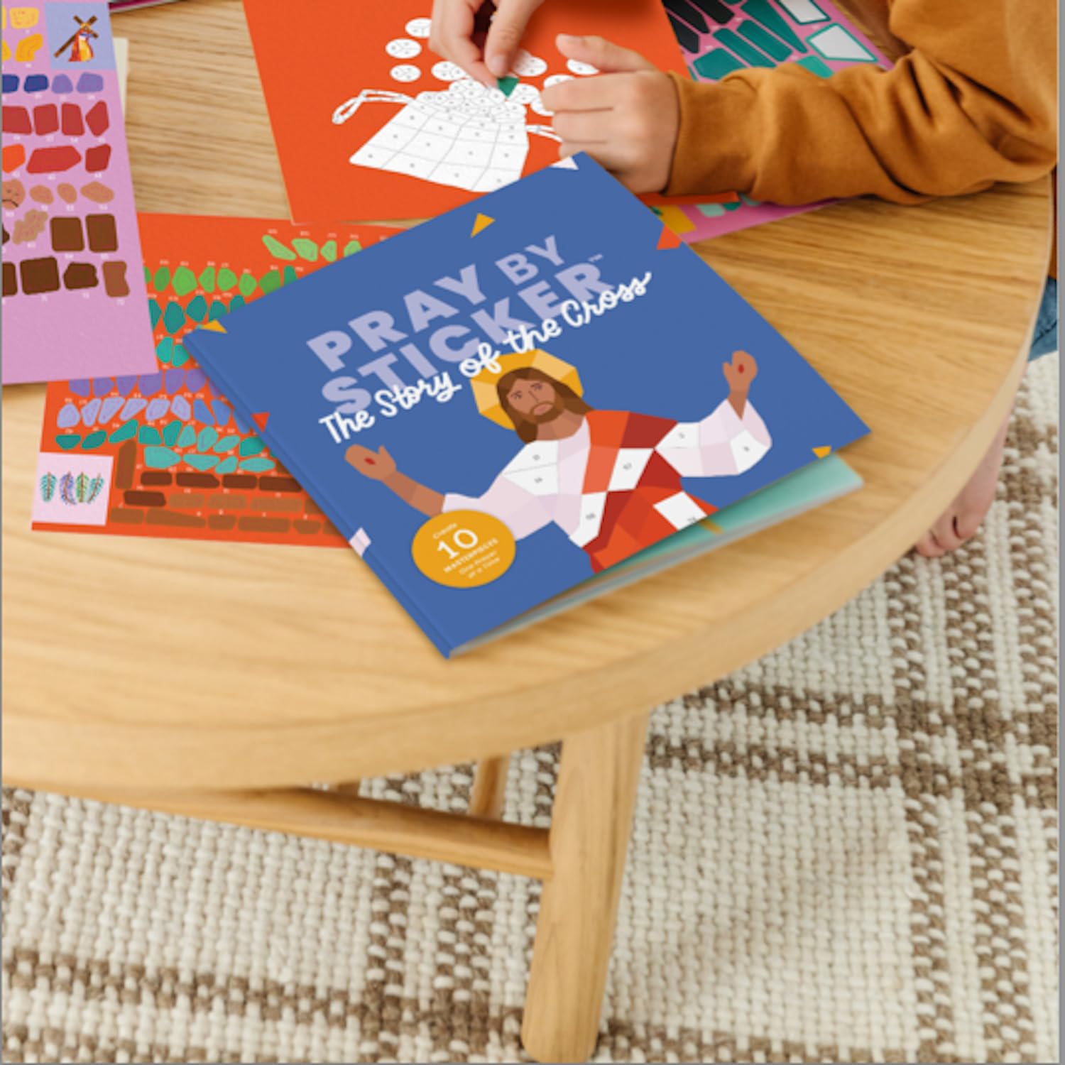 PRAY BY STICKER Palm branches procession page invites hands-on learning.
