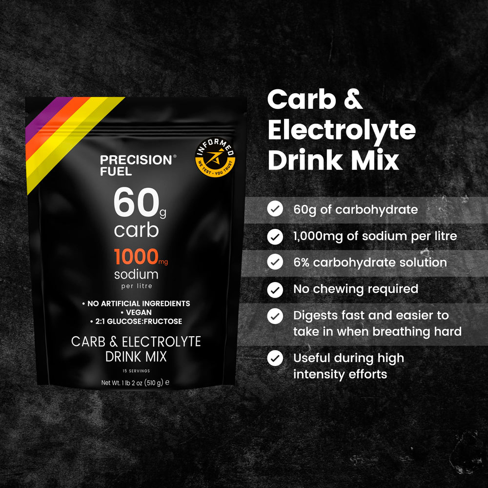 PF60 label displays carb and electrolyte content for performance planning.