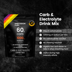 PF60 label displays carb and electrolyte content for performance planning.