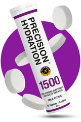 Precision Hydration purple tube front shows multi-strength electrolyte tablets for easy hydration.