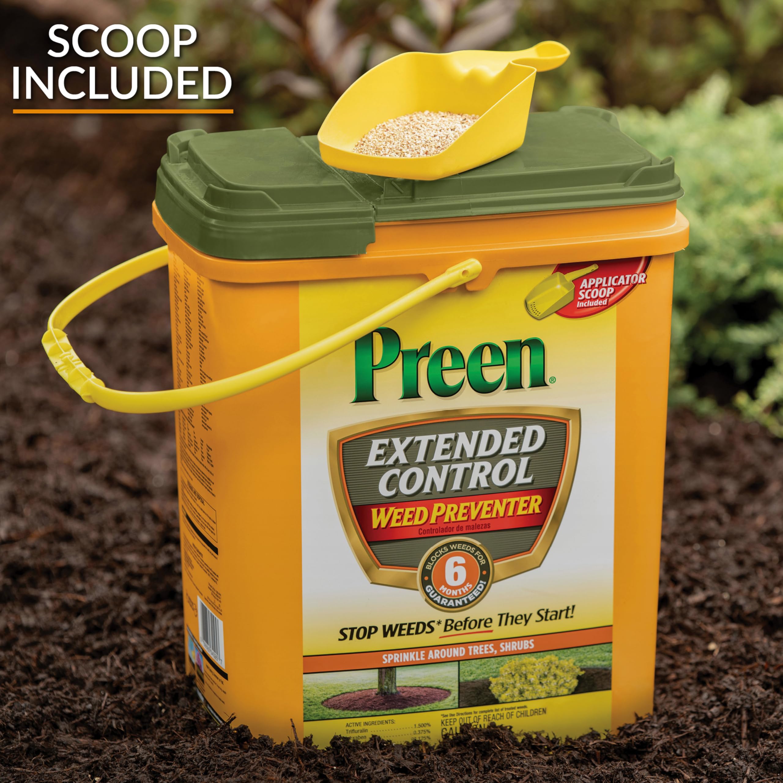 Mulched garden scene with Preen for long-lasting weed protection