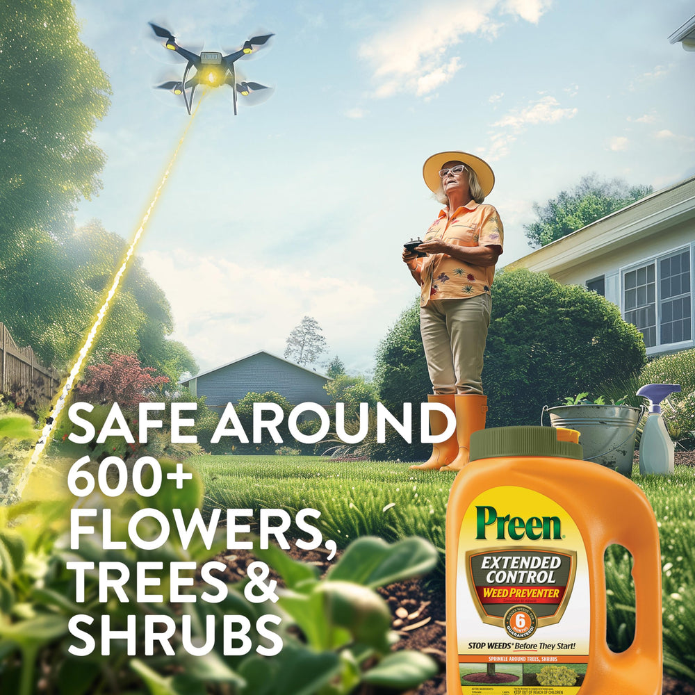 Preen weed preventer scoop included for easy, mess-free application