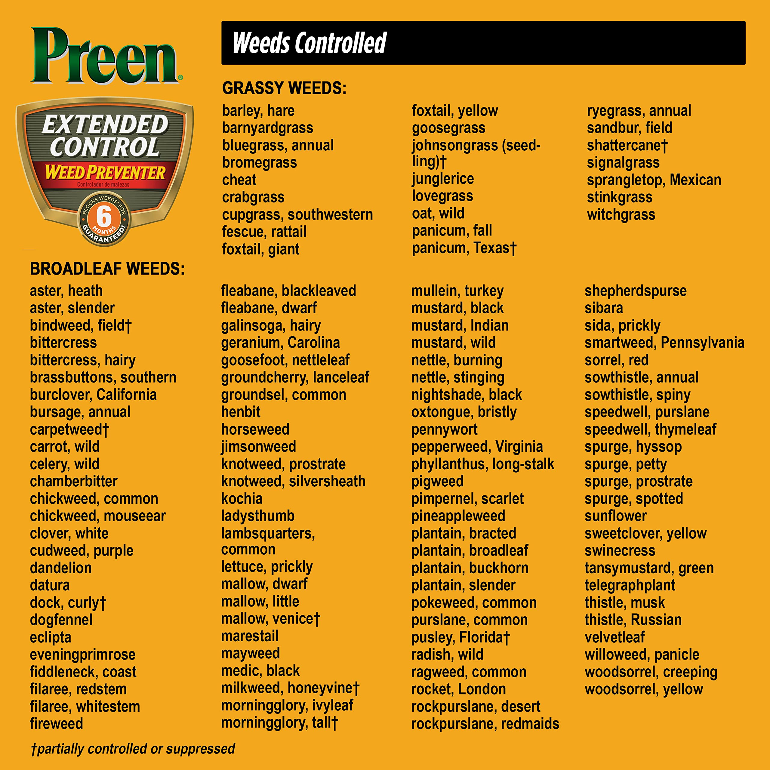 Bottle beside garden tools during seasonal prep with Preen Extended Control.