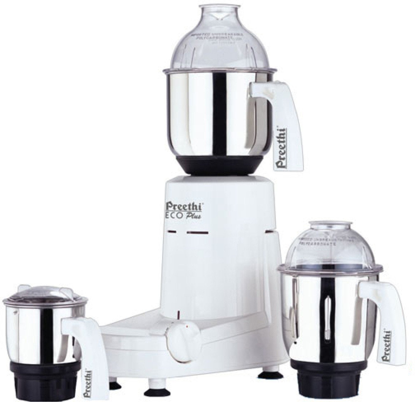 Preethi Eco Plus mixer with non-slip feet to minimize vibration.