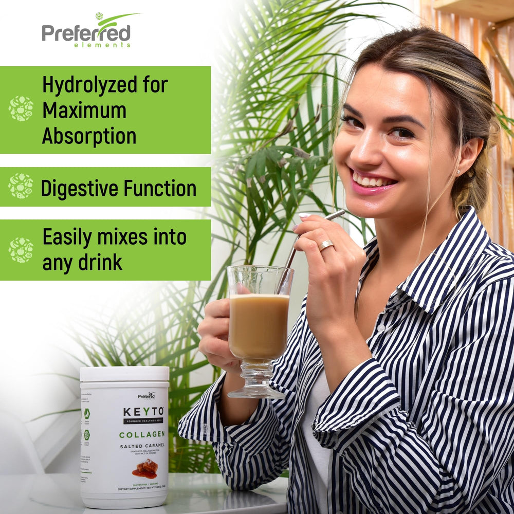 Preferred Elements Keto Collagen coffee mug scene for easy daily routine.