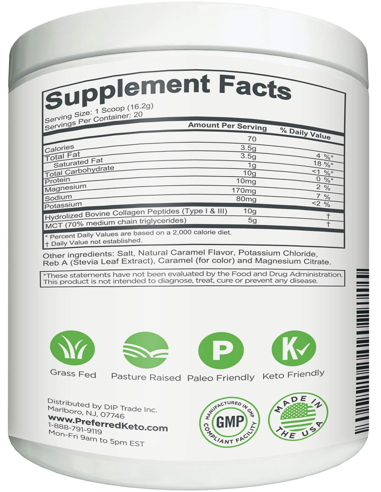 Preferred Elements Keto Collagen MCT powder swirl demonstrates energy-boosting ingredients.