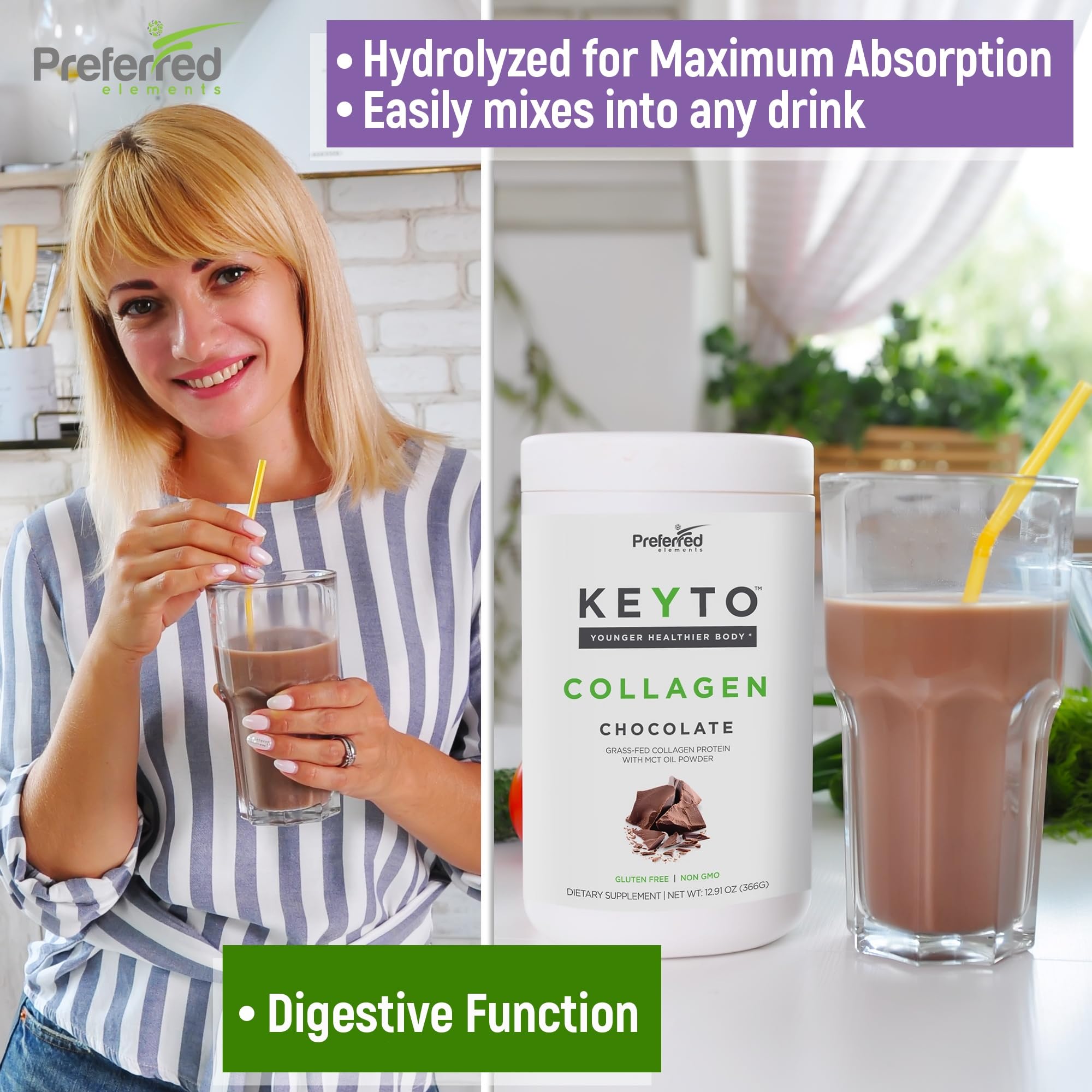 KEYTO chocolate coffee shake being poured for keto-friendly protein boost