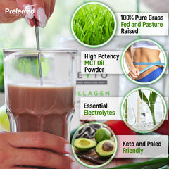 KEYTO collagen powder scoop demonstrating easy dosing for quick nourishment