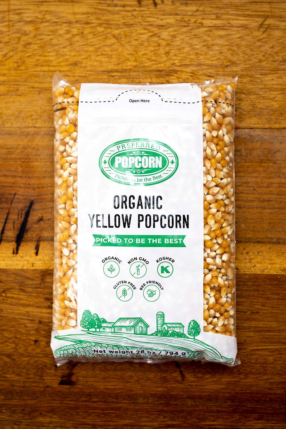 Preferred Popcorn Organic popping motion demonstrates easy preparation.