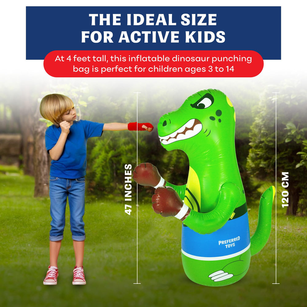 Base-filled setup of the Preferred Toys punching bag showing stable play.