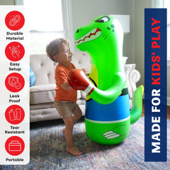 Dinosaur with target circle on the Preferred Toys bag to improve aim.