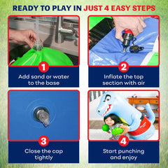 Child playing with the inflatable punching bag indoors or outdoors by Preferred Toys.