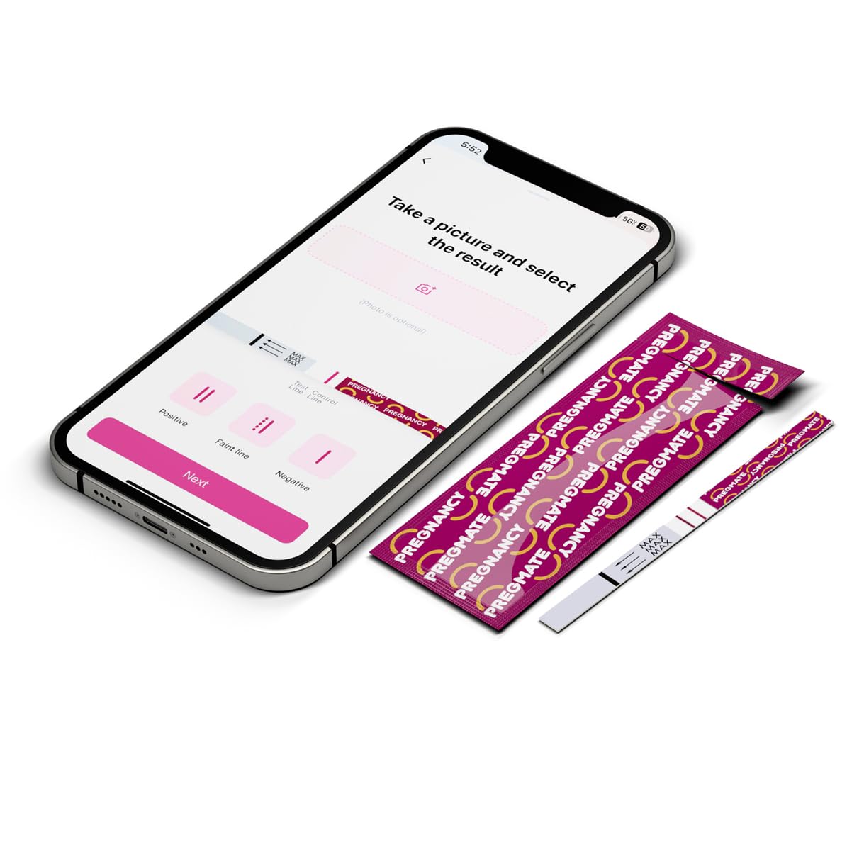 Pregmate kit on a bathroom counter, discreet and convenient.