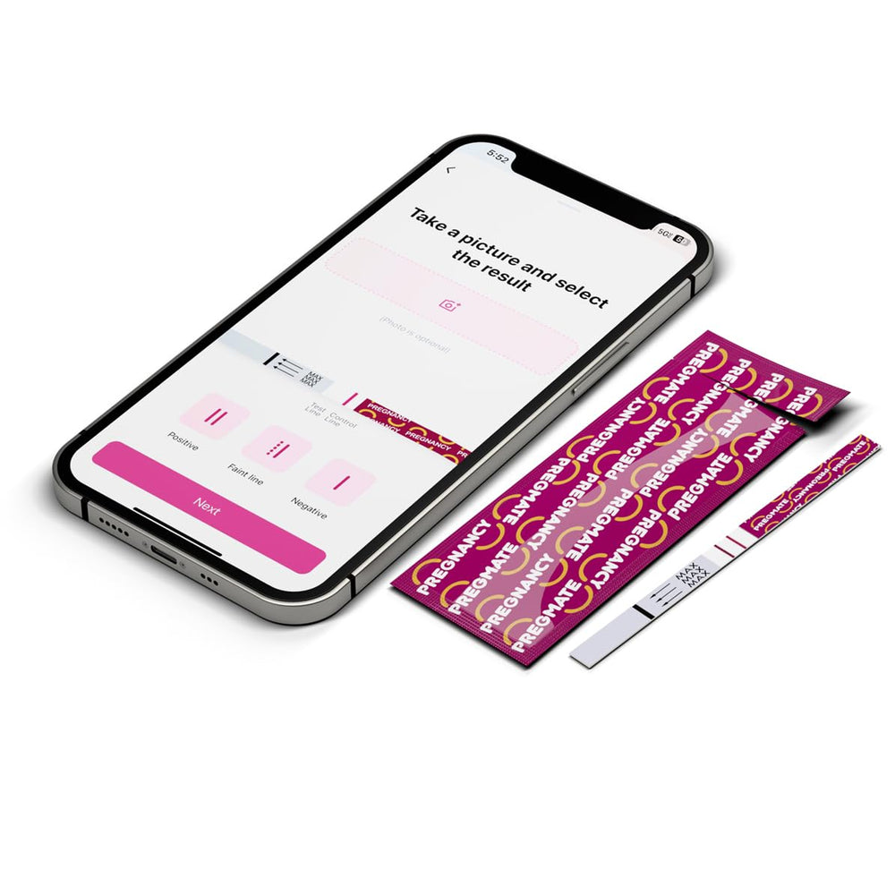 Pregmate kit on a bathroom counter, discreet and convenient.