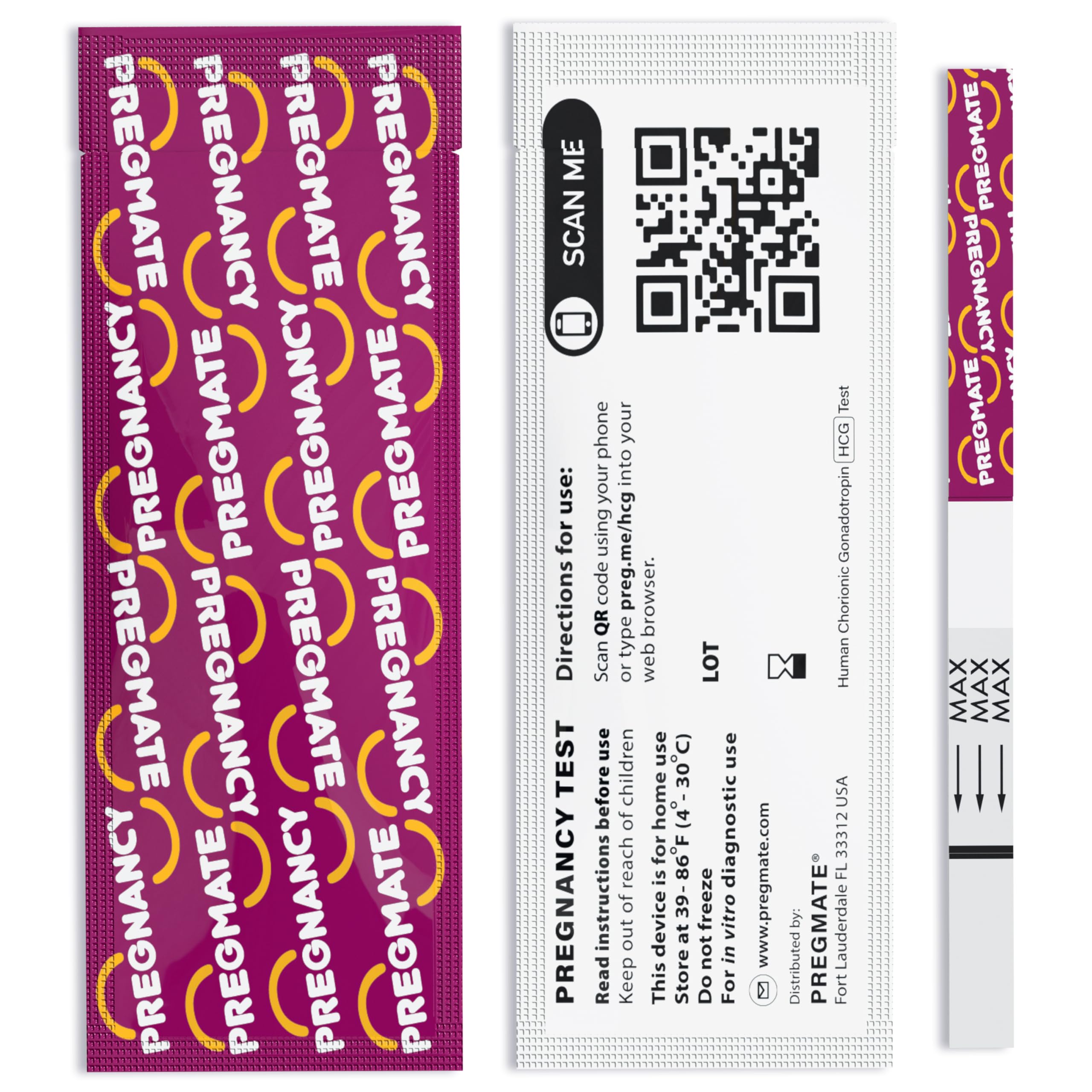 Pregmate bottle with 50 strips for easy storage and quick access.