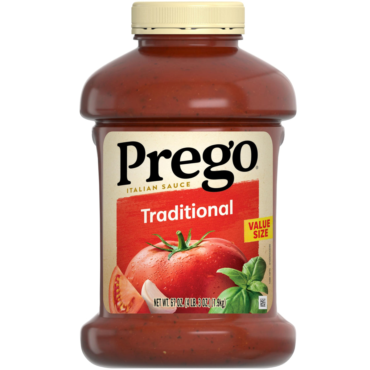Prego Traditional Pasta Sauce in a 67 oz jar ready for easy weeknight dinners.