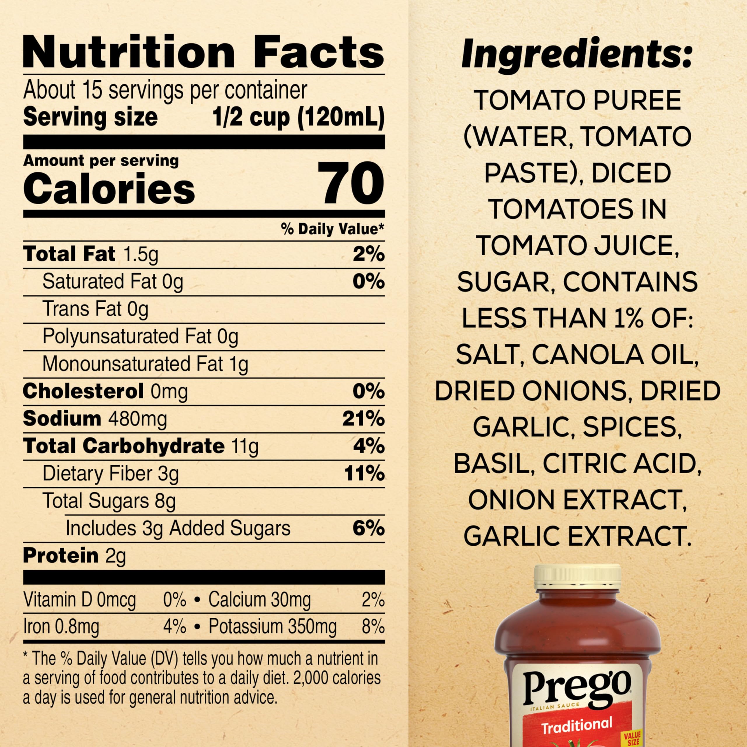 Prego sauce close-up shows a thick, smooth texture that clings to pasta.