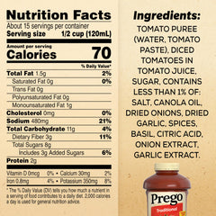 Prego sauce close-up shows a thick, smooth texture that clings to pasta.