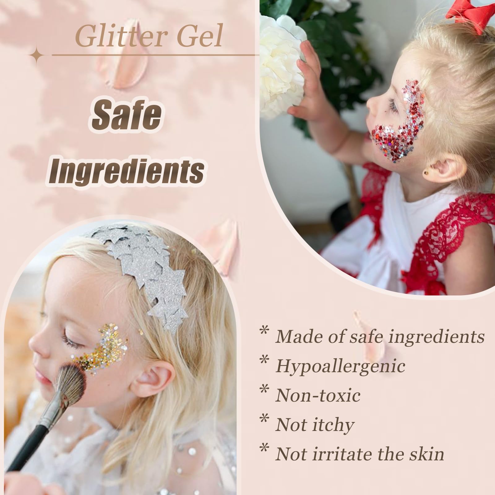 Prehot Body Glitter Gel on skin demonstrates quick drying and long-lasting sparkle.