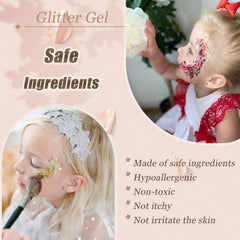 Prehot Body Glitter Gel on skin demonstrates quick drying and long-lasting sparkle.