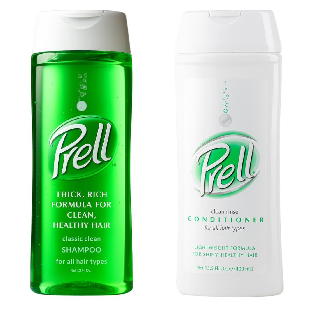 Prell 2-in-1 bottle pour highlights deep-cleaning action for refreshed hair.