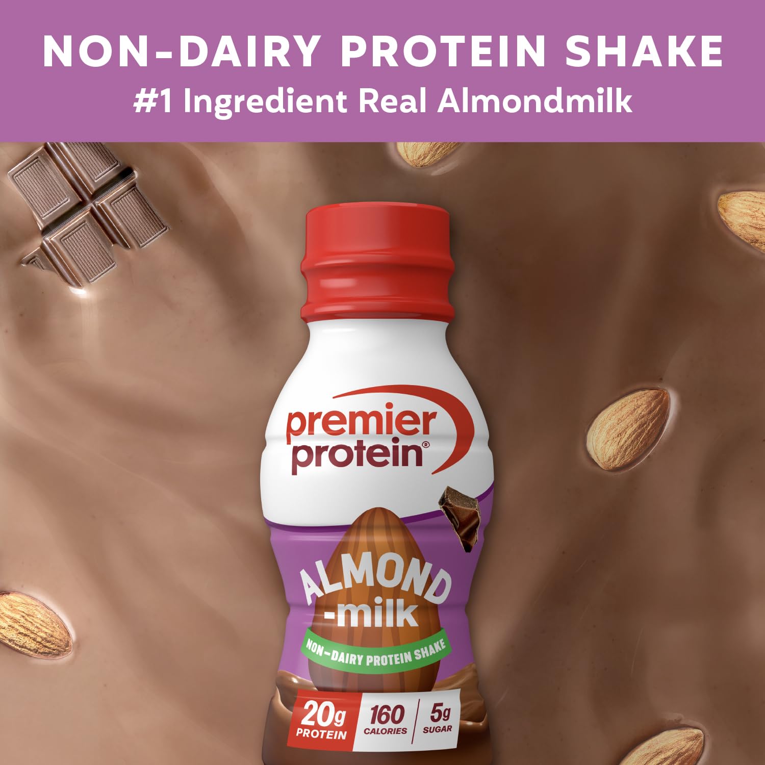 Premier Protein Almondmilk Shake Coffee bottle with energizing aroma and 20g protein.