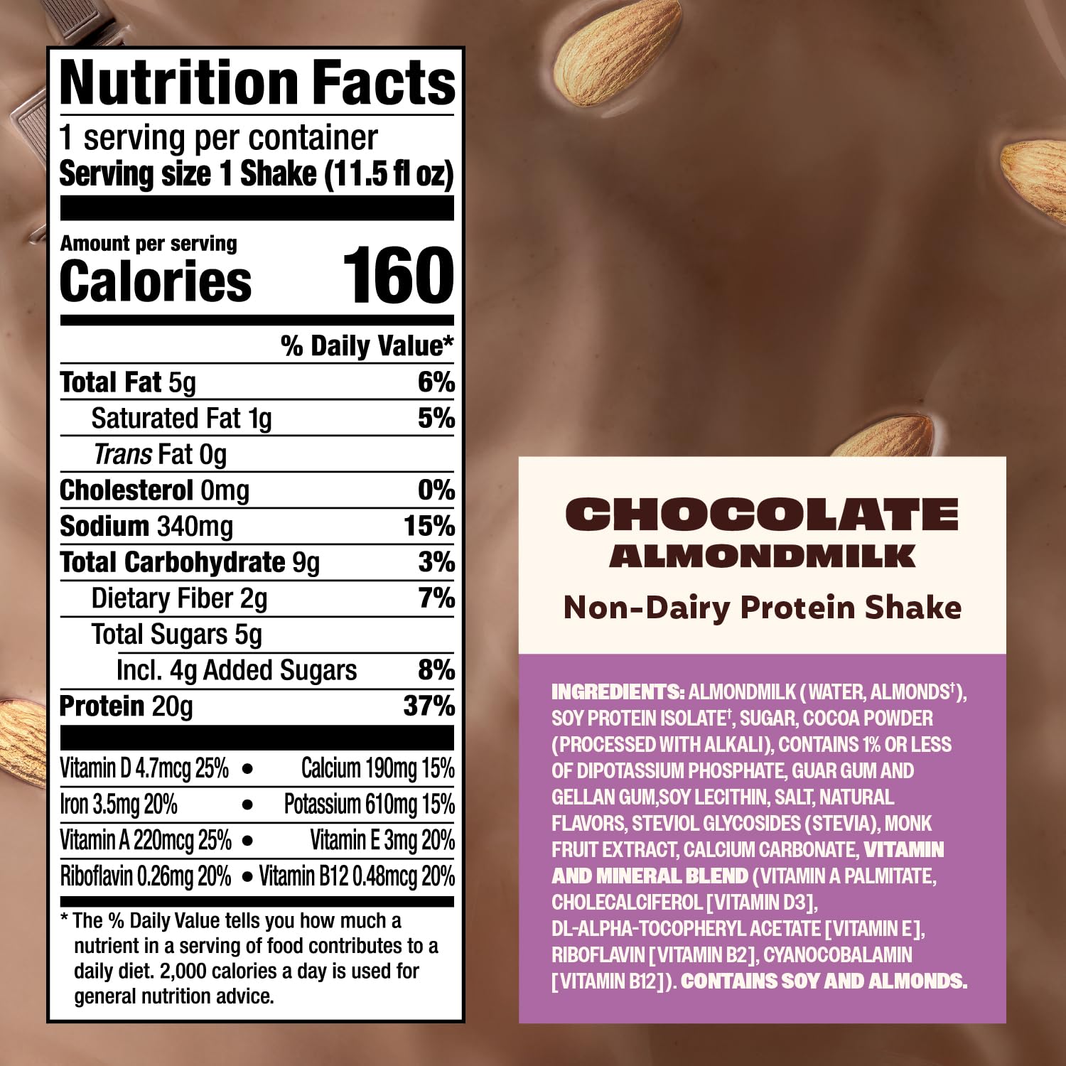 Premier Protein Almondmilk Shake Vanilla bottle emphasizing smooth texture and on-the-go nutrition.