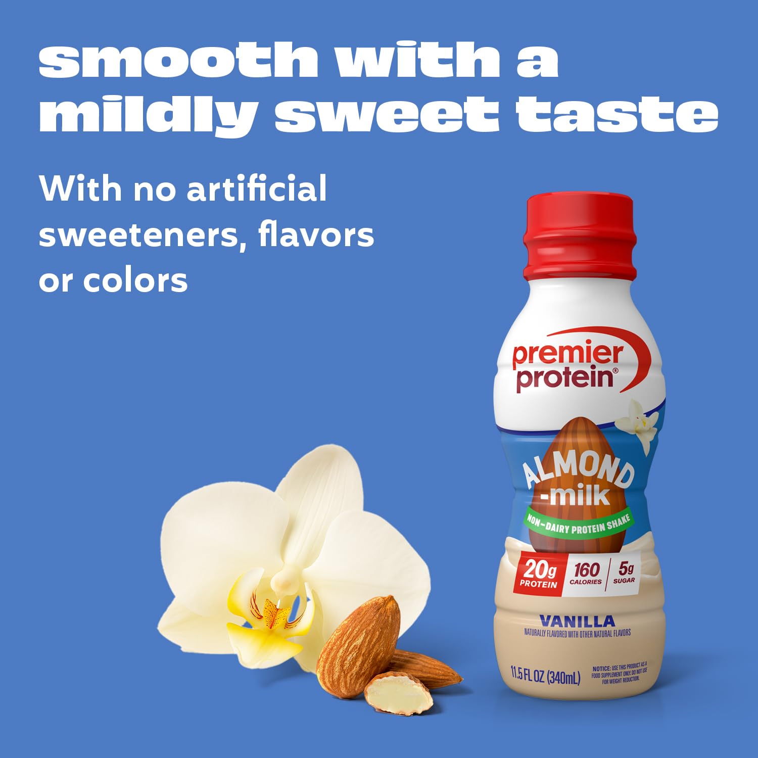 Premier Protein Almondmilk Vanilla on-the-go bottle – easy nutrition anywhere.