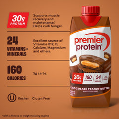 Premier Protein Chocolate Peanut Butter smoothie prepared for on-the-go fueling.