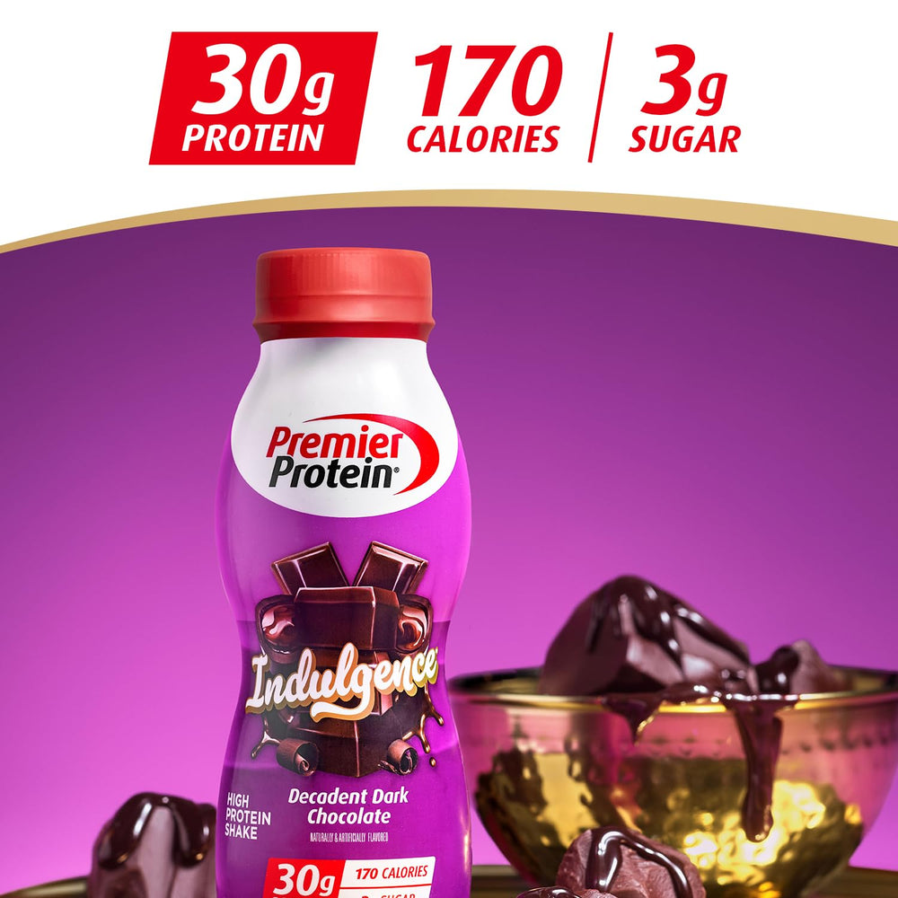 Premier Protein Indulgence packaging shows keto-friendly and gluten-free labels