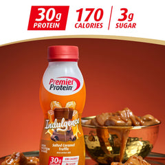 Premier Protein Indulgence Salted Caramel Truffle swirl emphasizes dessert-like flavor
