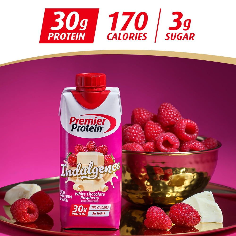 Premier Protein Indulgence packaging showcases four dessert-inspired flavors and protein-rich nutrition