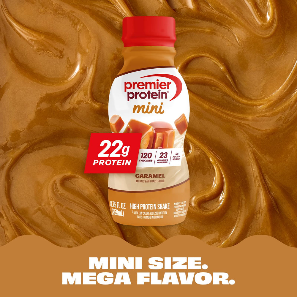 Premier Protein Minis compact packaging fits in a bag.
