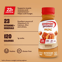 Premier Protein Minis vanilla bottle for quick meal replacement.