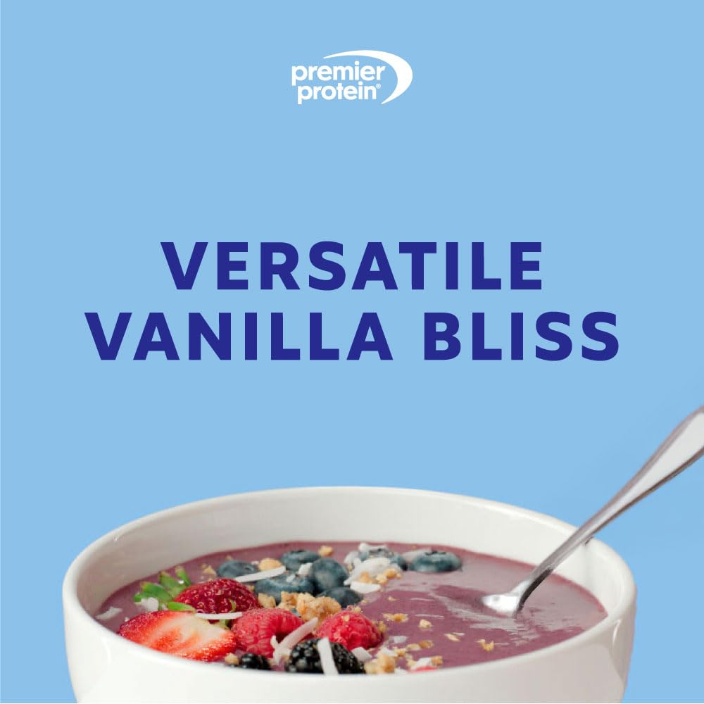 Premier Protein Plus Fiber vanilla ingredients label emphasizes prebiotic fiber.
