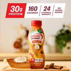 Premier Protein Pumpkin Spice smoothie base with fruit and ice for flavor