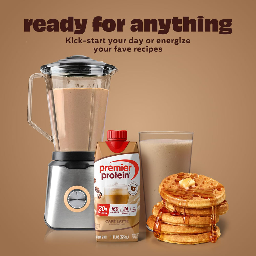 Cafe Latte label highlights 30g protein and 1g sugar per serving
