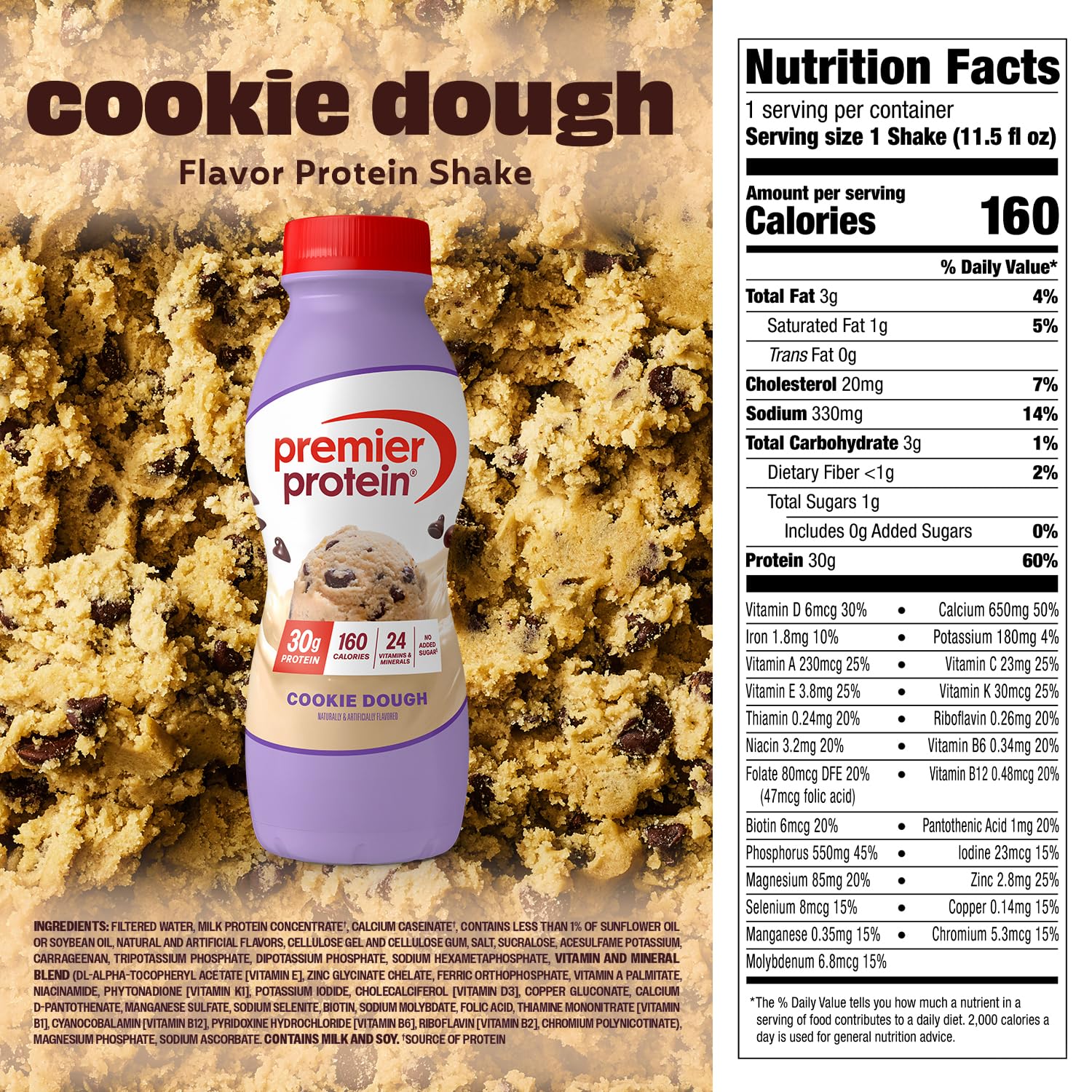 Premier Protein shake with cereals idea suggests versatile breakfast options.