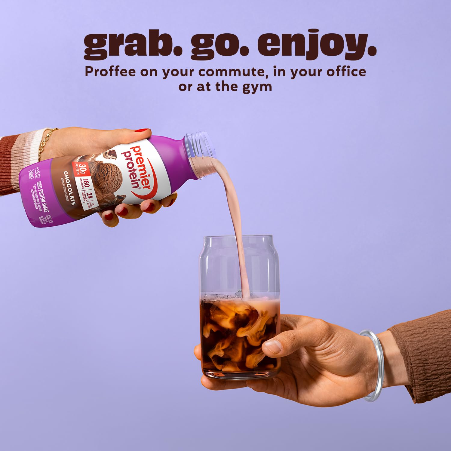 Premier Protein Cookies and Cream bottle offers indulgent flavor with 30 g protein.
