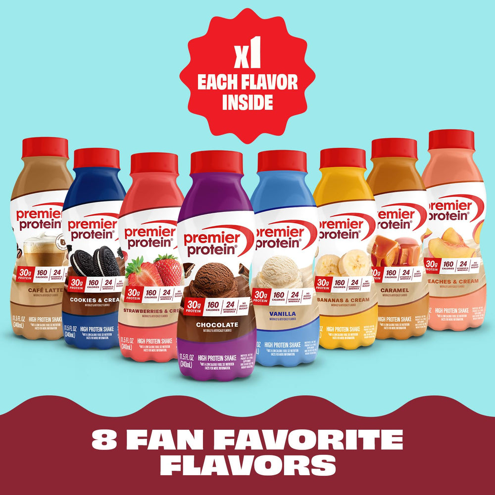 Premier Protein Shake vanilla bottle offers quick breakfast option.