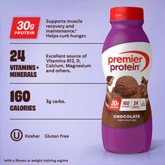 Premier Protein Vanilla shake bottle with smooth texture for breakfast on the go.