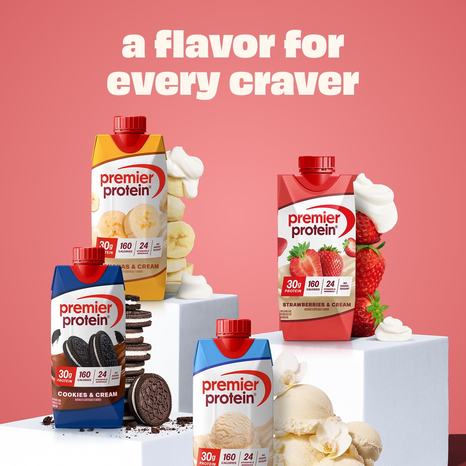 Premier Protein Strawberries & Cream back-of-pack info supports healthy lifestyle choices.