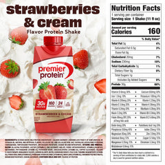 Premier Protein Strawberries & Cream pour, ideal for a quick, satisfying snack.