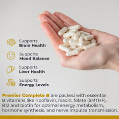 Premier Research Labs Complete B ingredients glance demonstrates diverse vitamin B forms