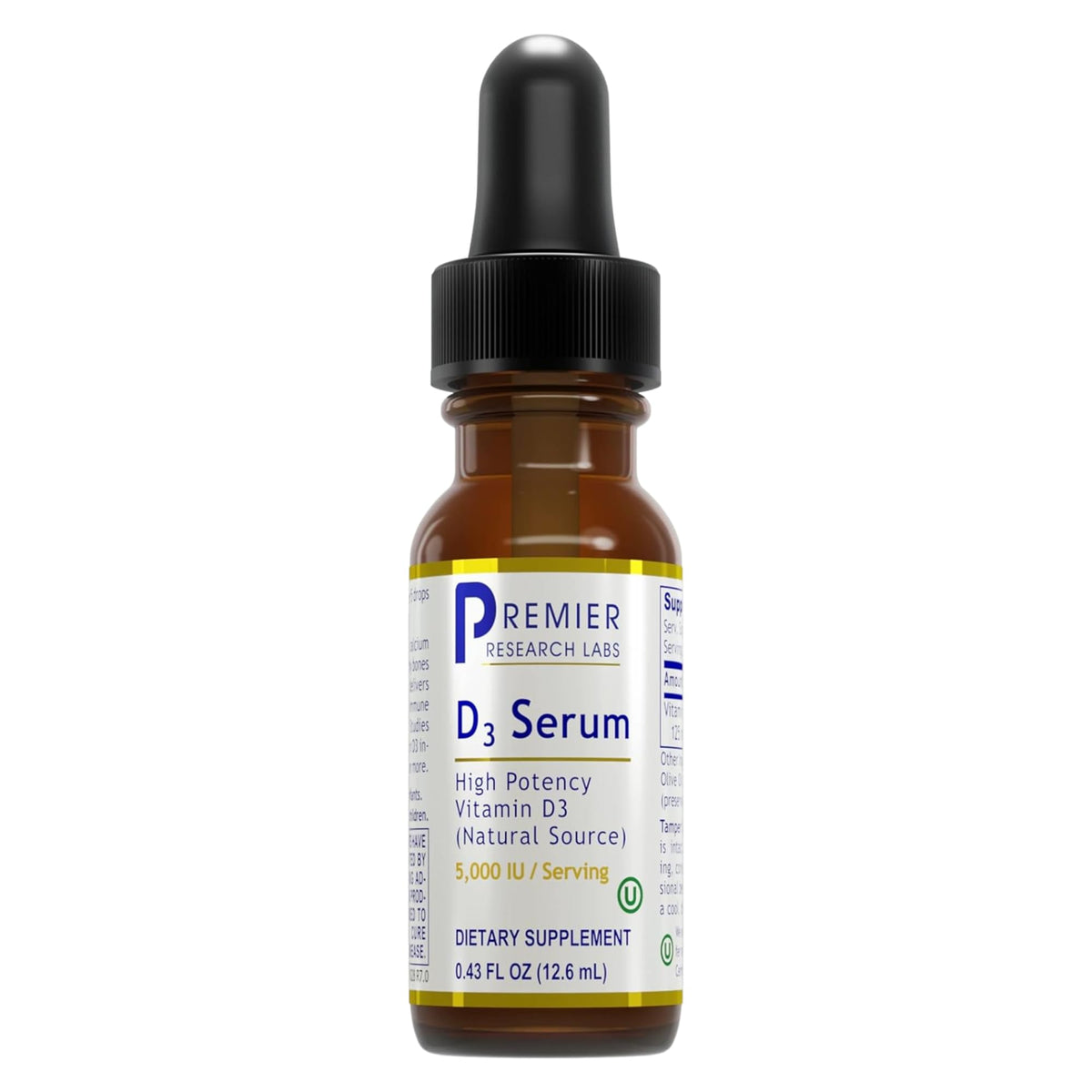 Premier Research Labs Vitamin D3 Serum bottle pour supports daily wellness